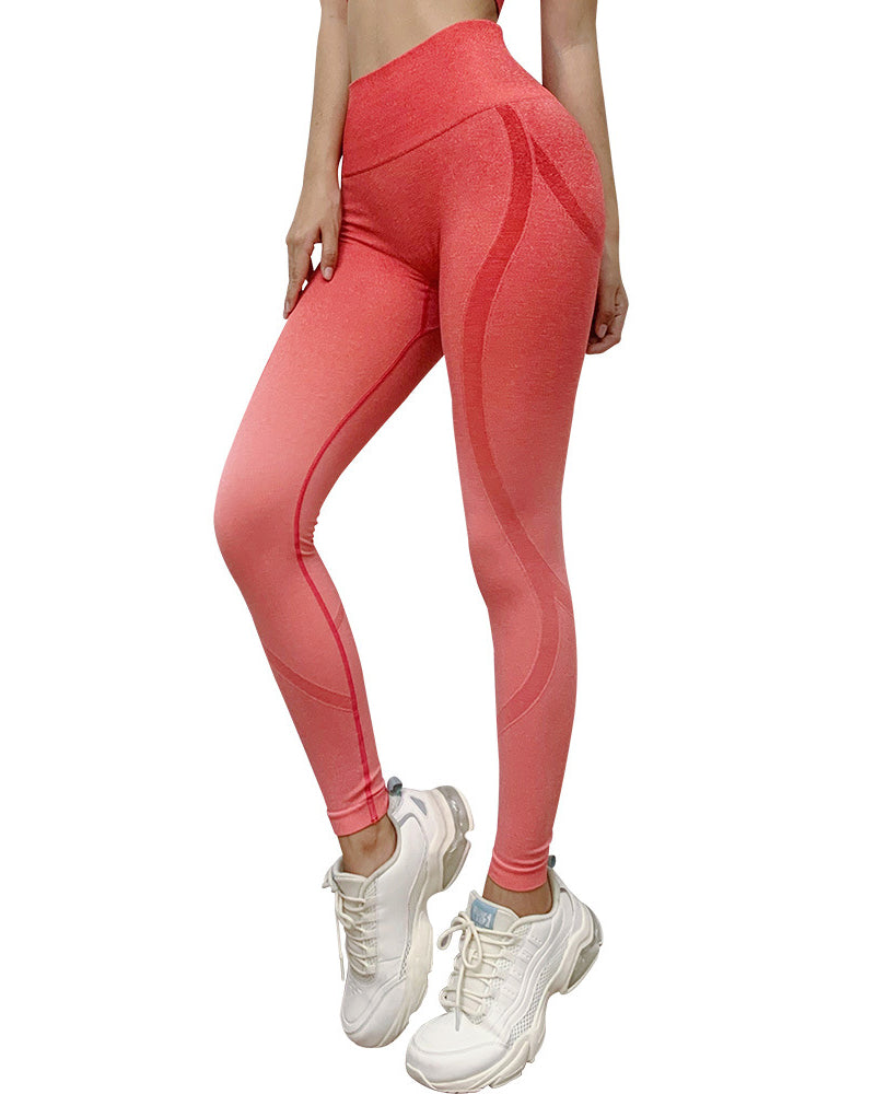 Fashion New High-Waist Hip-Lifting Gradient Nude Fitness Yoga Pants S-L