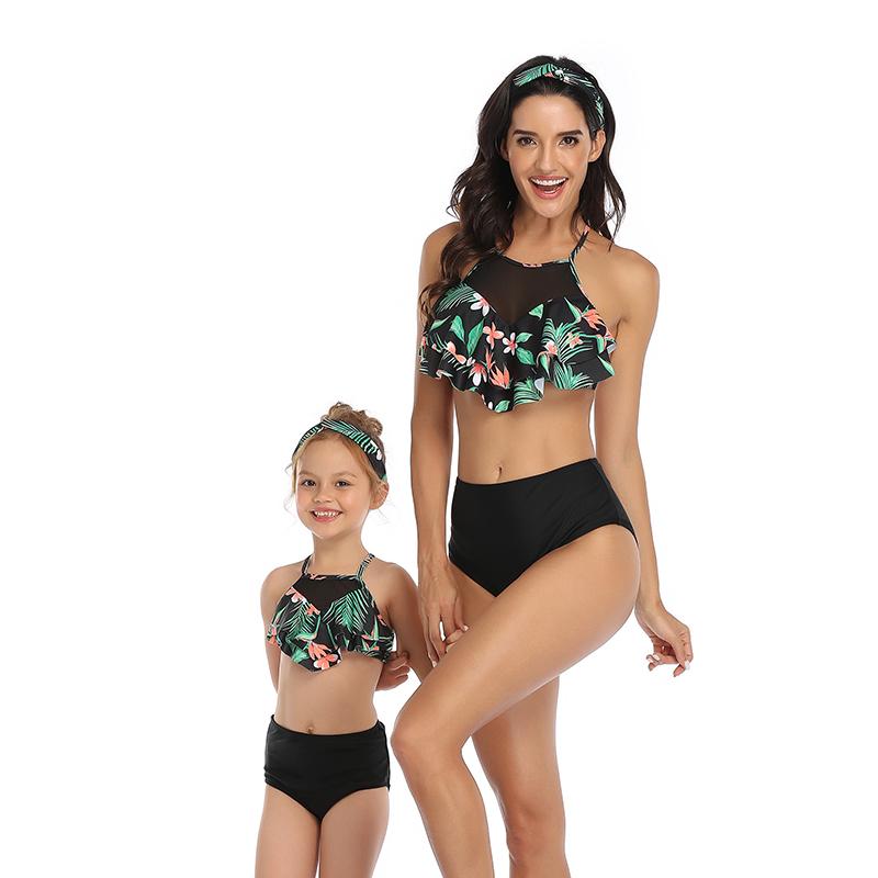 New Arriving Beauty Floral Print Sexy Parent&Child Swimsuit S-XL OM20675