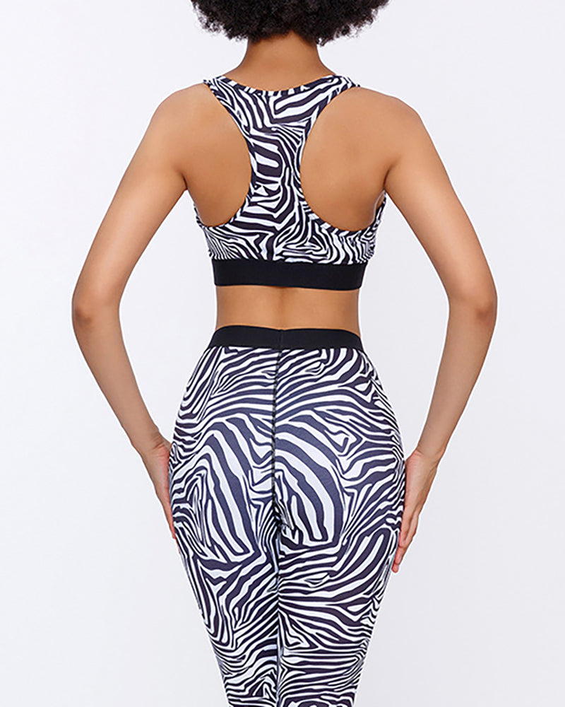 Zebra Print Quick-dry Yoga Sports Bra Yoga Tops