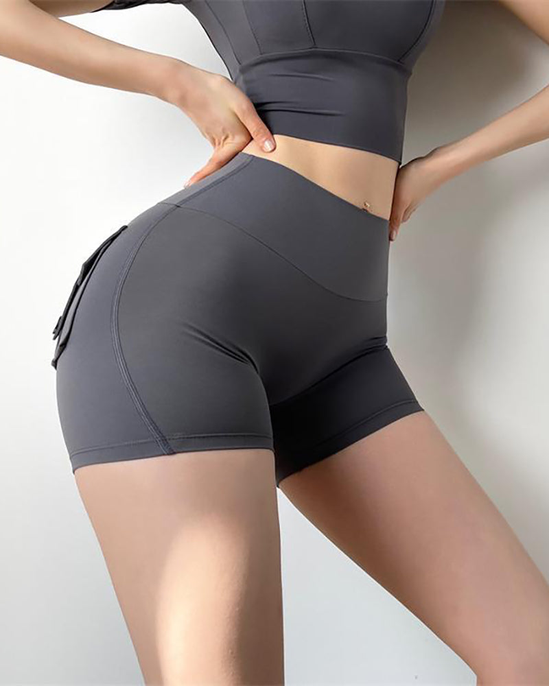 Nude Sexy Yoga Pants High Waist Sports Shorts Fitness Pants S-XL