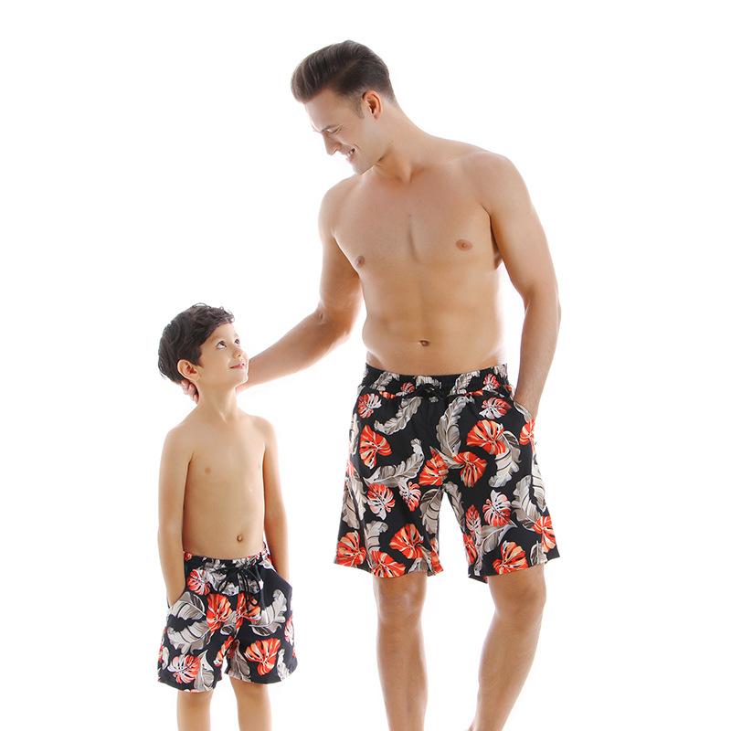 New Arriving Floral Print Parent-child Beach Pants Small Children Swimsuit M-2XL OM20686