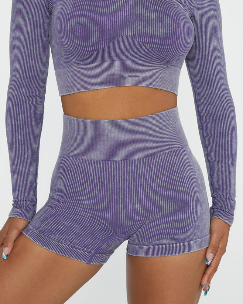 New Sand Washed Seamless Knit Yoga Suit Women&