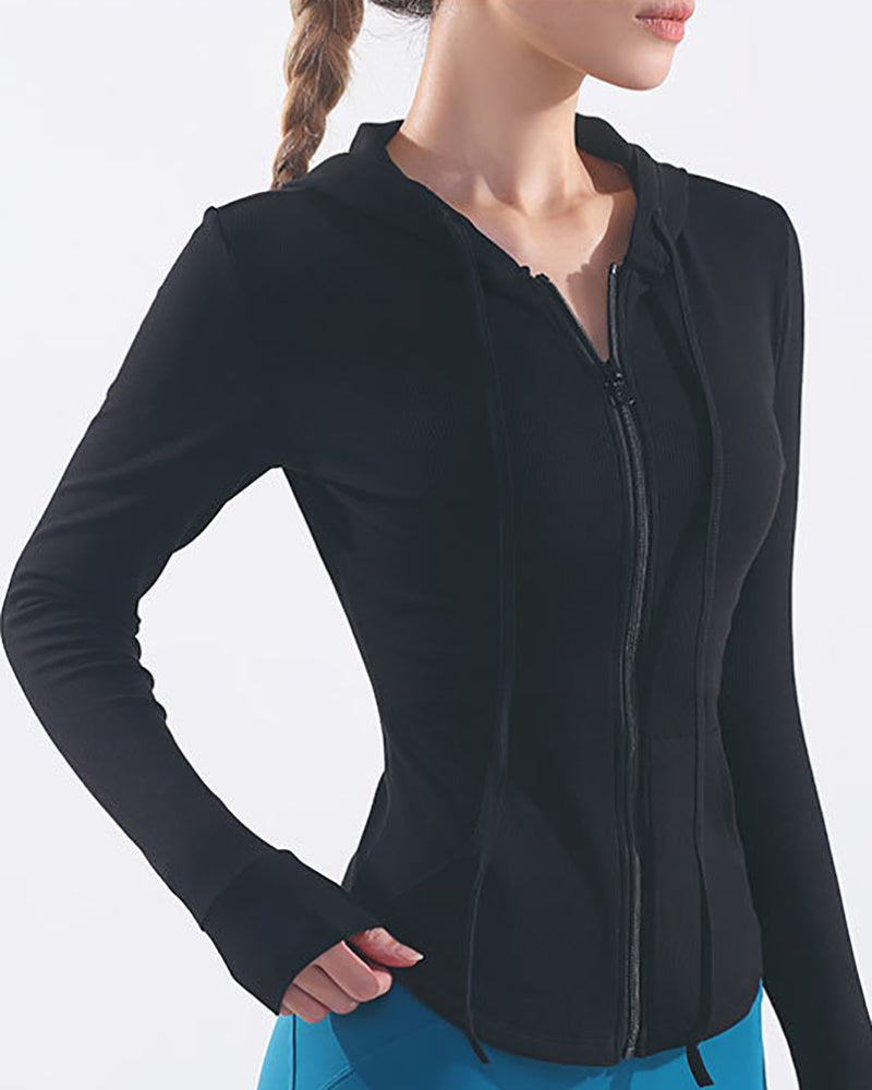 Yoga Fitness Long Sleeve Hoodies Women Coat S-XL