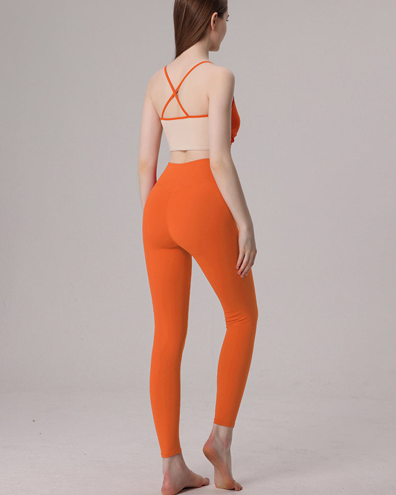 Women Ruched Sleeveless Yoga Two-piece Pants Sets S-L