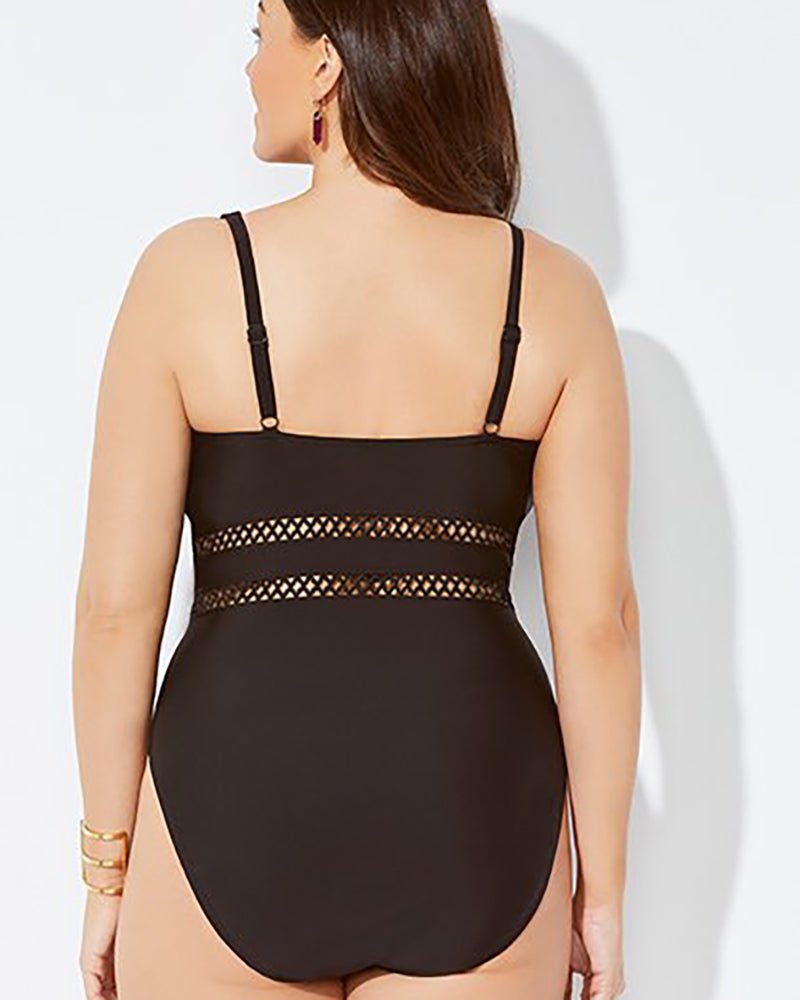 Plus Size Splice Swimwear