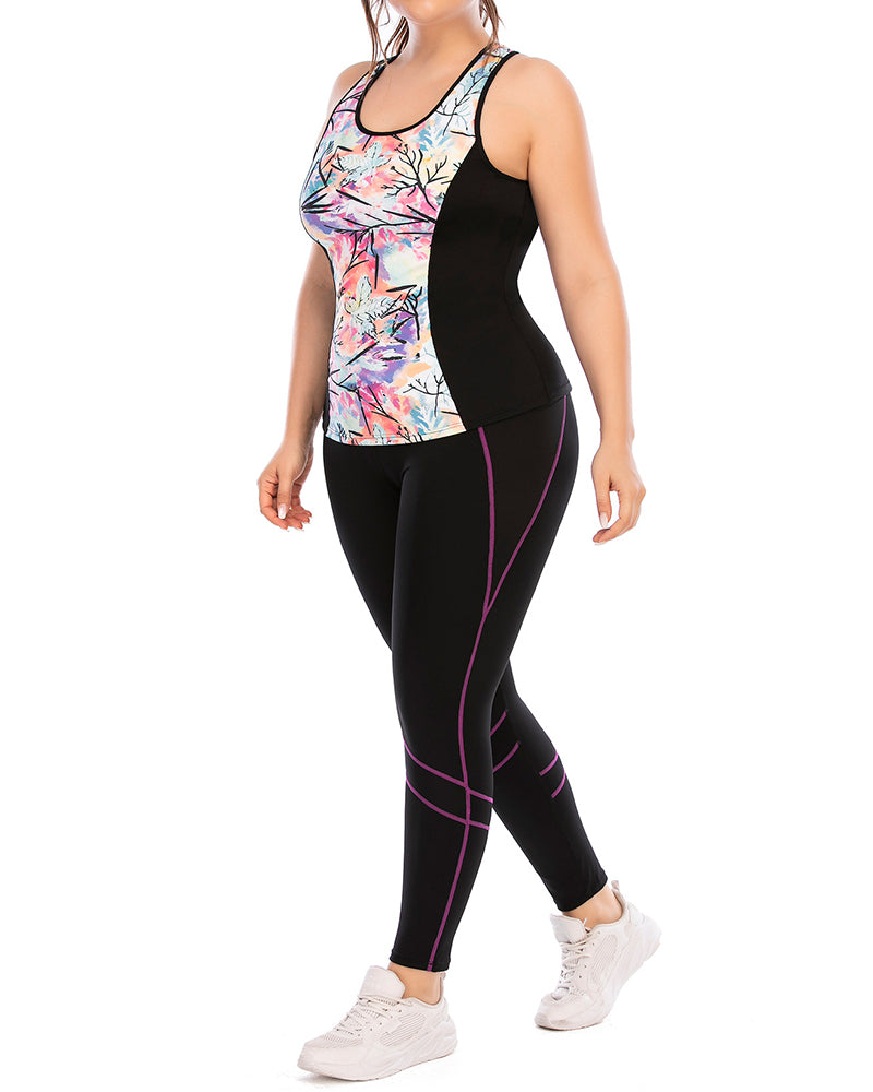 Sports Vest Slim Running Leggings Plus Size Yoga L-3XL