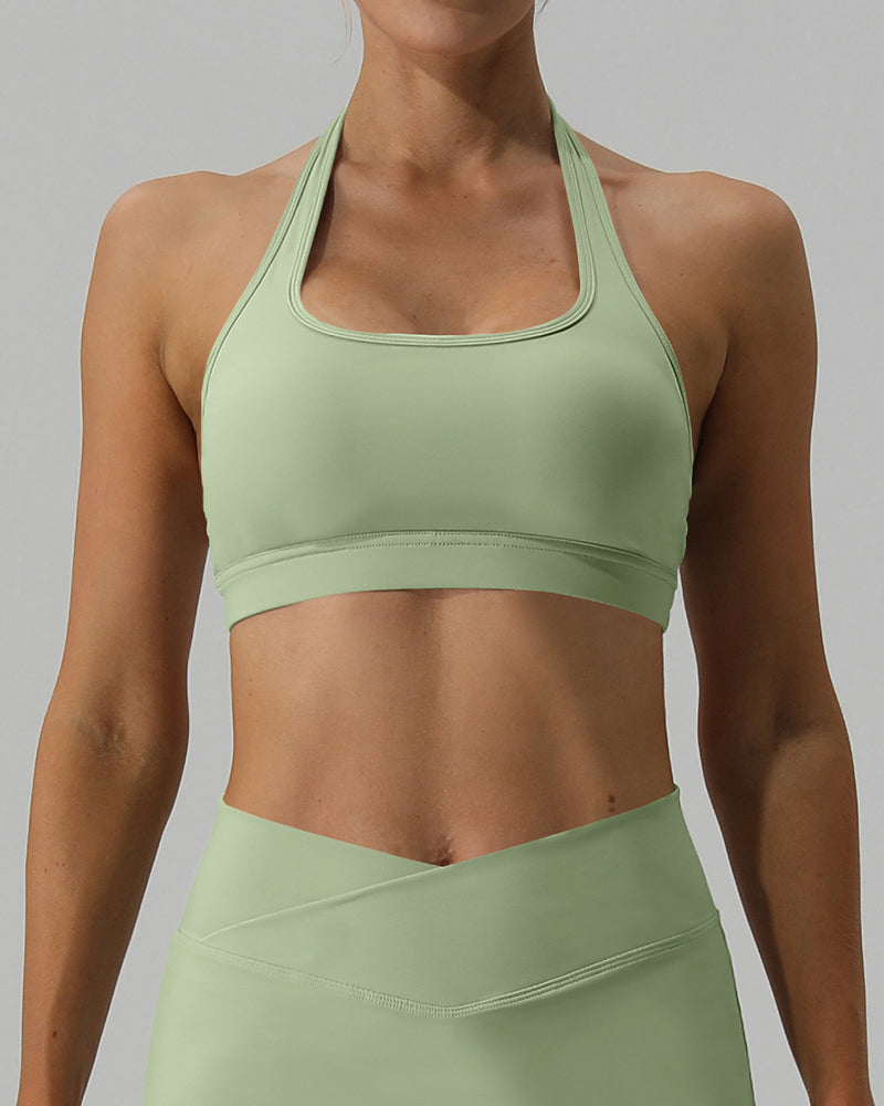 Women Yoga Outdoor Breathable Halter Neck Sports Bra Blue Green White Black S-XL