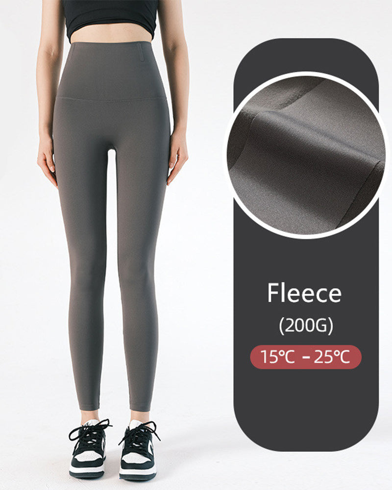 Summer Autumn Winter Popular High Waist  Naked Silky Traceless Yoga Legging Thin Fleece Velours S-3XL