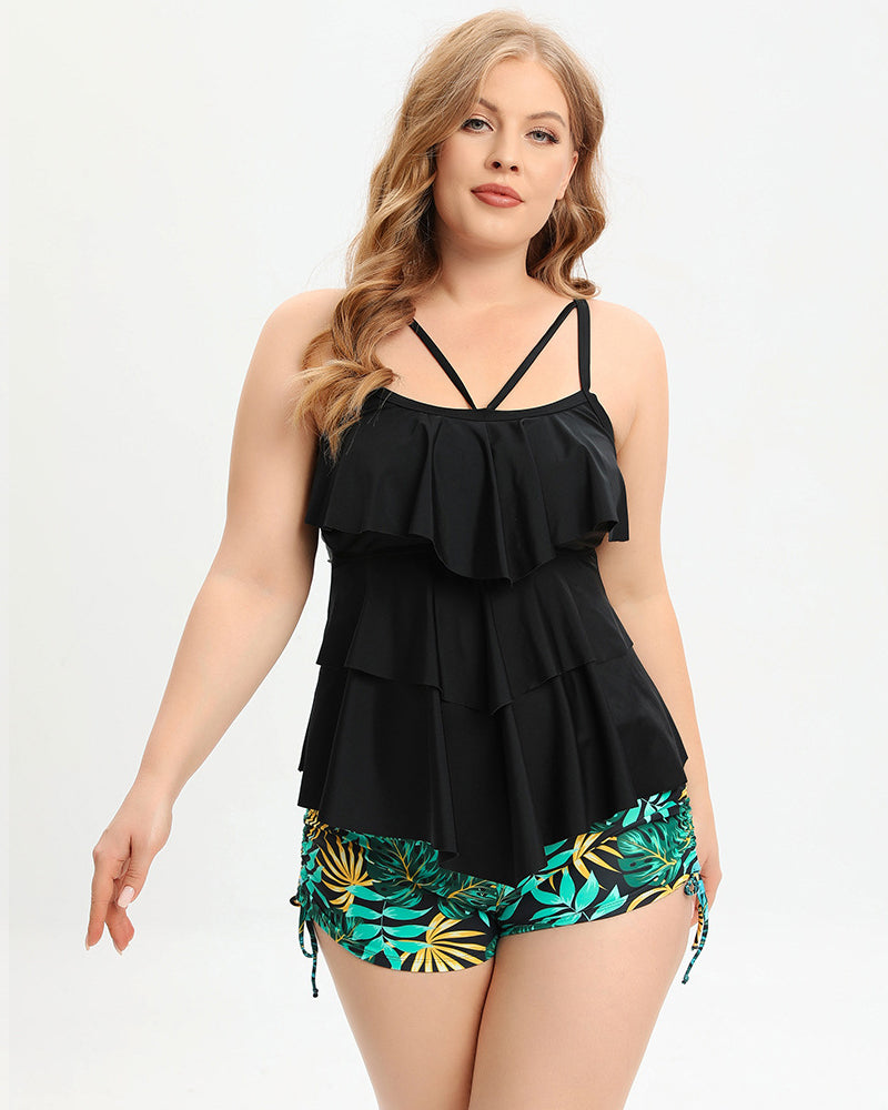 2023 New Rufflers Florals Plus Size Swimwear L-5XL