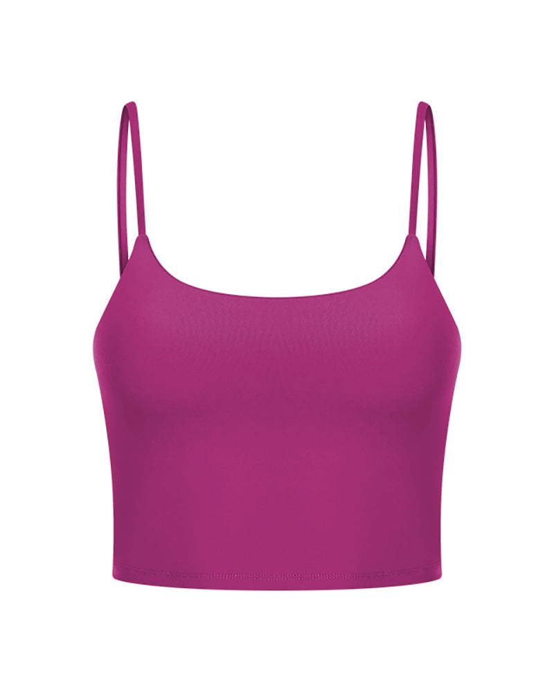 Women Solid Color Strap Sports Running Yoga Tops Vest S-XL