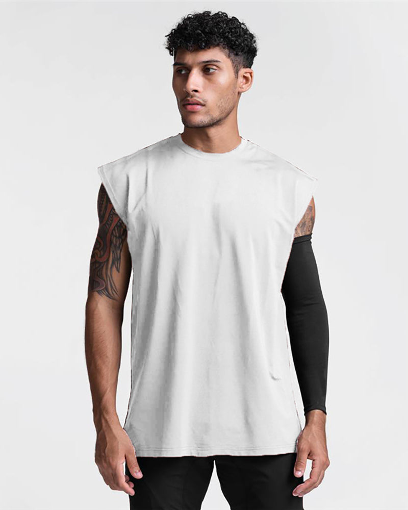 Summer Loose Basic Solid Color Wide Shoulder Casual Sport T-shirt White Red Gray Green Black M-2XL