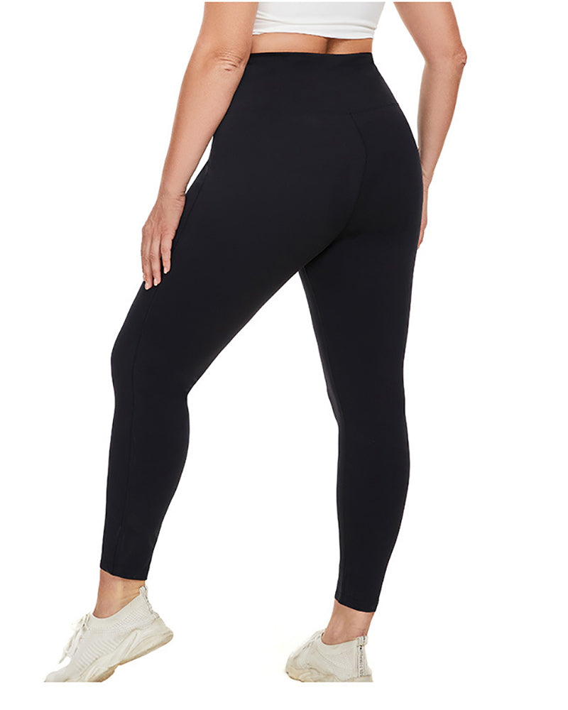 Fleece High Waist Running Plus Size Yoga Leggings Pants Gray Black XL-4XL