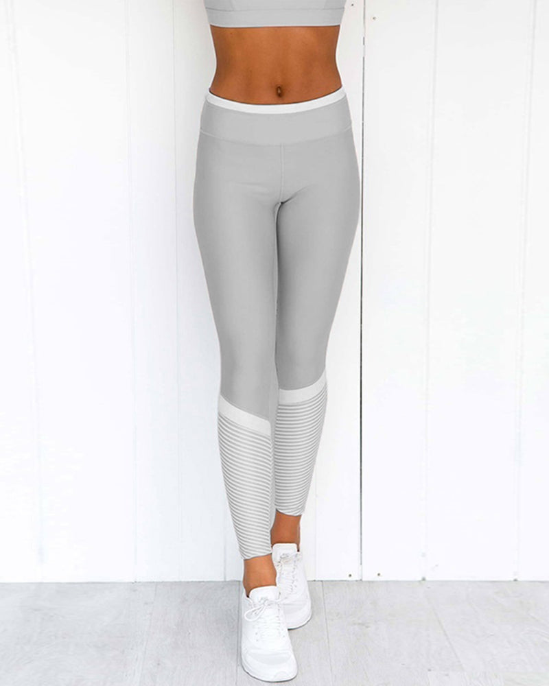 Geometric Stripes Printed Yoga Sports Pants High Waist Leggings