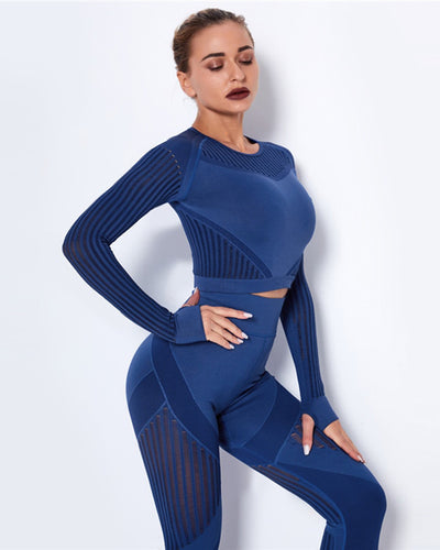 Mesh Gym Set Women Yoga Outfit Running Training Suit for Fitness