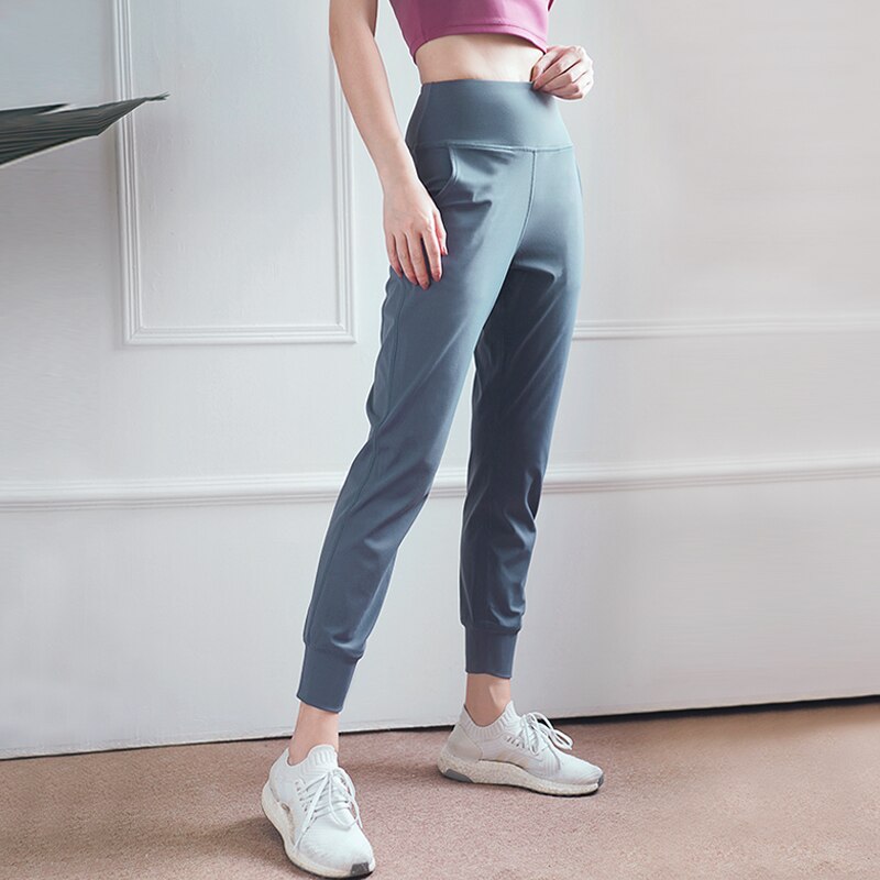 Women Sports Running Pant Joggers Cozy High Waist Yoga Pants Female Breathable Elasticized Leggings Gym Clothing Pure Colour