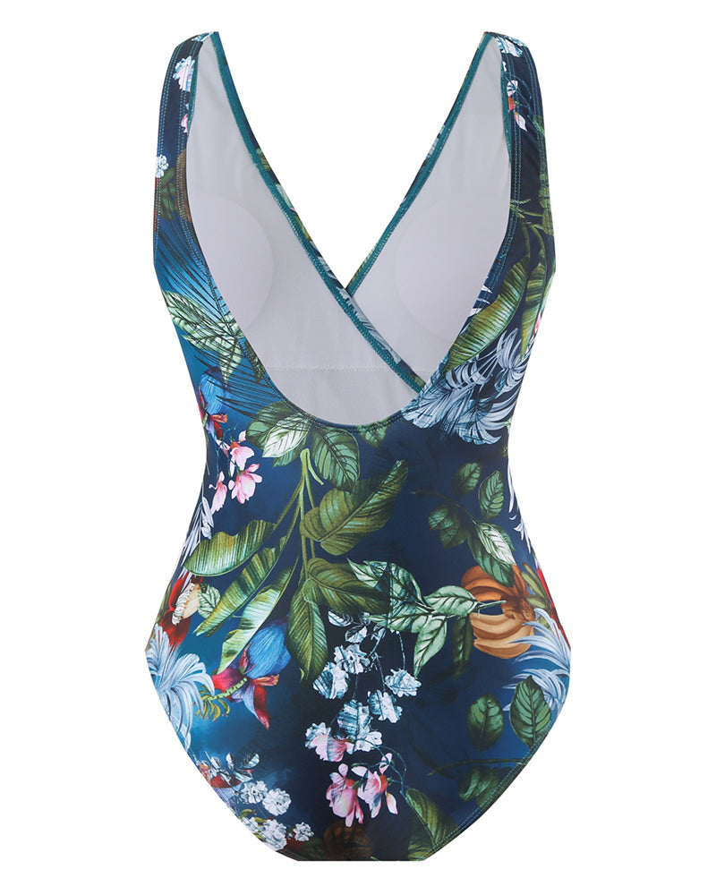 Boho Summer Sexy Printed V Neck Cover Up Two-piece Swimsuit S-XL