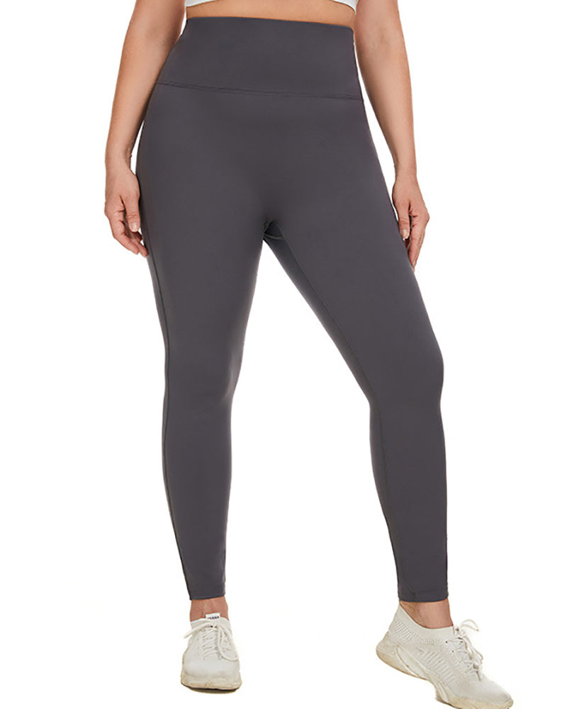 Fleece High Waist Running Plus Size Yoga Leggings Pants Gray Black XL-4XL