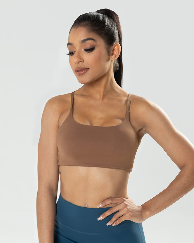 Women Solid Color Backless Yoga Sports Bra Beige Deep Gray Blue Brown Black S-XL