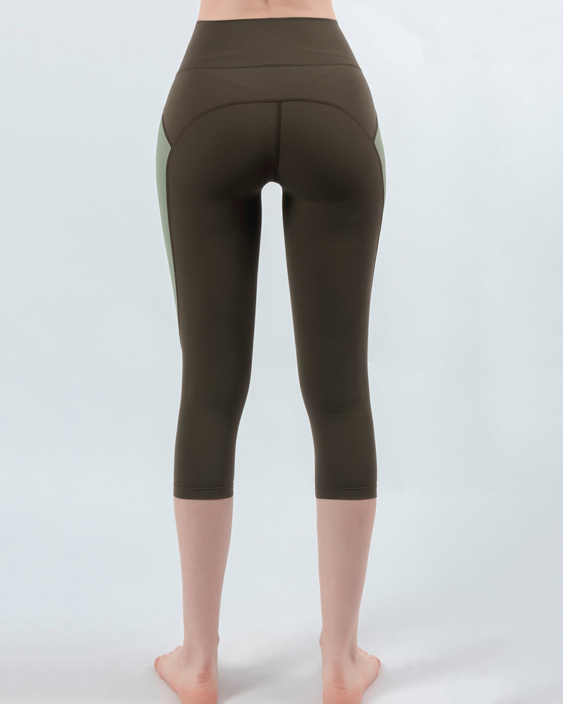 New Yoga Pants Women High Waist Hips Seven Points Tights High-bounce Dry Fitness Pants Running Bottom Sweatpants Summer