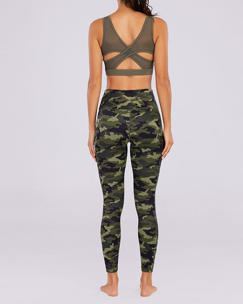 Women Camouflage Printing High Waist Slim Yogo Pants XS-XL