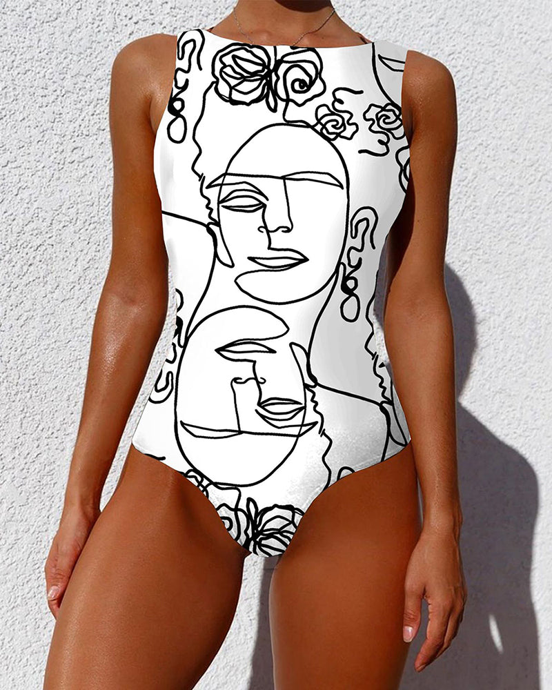 Floral Print Swimsuit Woman One-piece Swimsuit