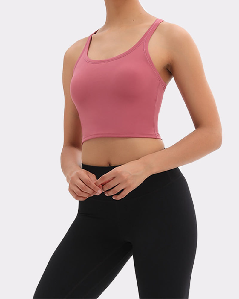 Built In Bra Buttery-Soft Yoga Workout Gym Crop Tops Women Naked-feel Fitness Sport Athletic Crop Vest Bras