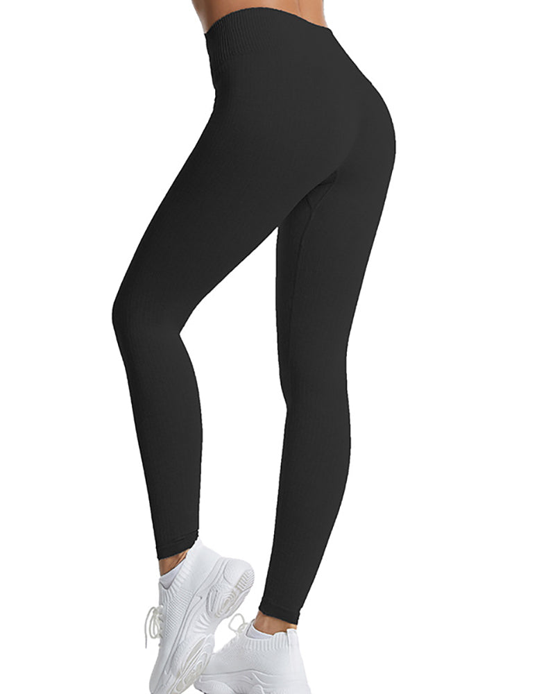 Ladies Fitness Seamless Yoga Pants Sports Tights Solid Color S-L