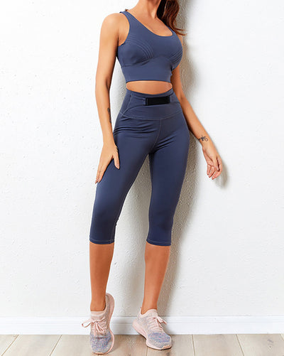 Summer 7-point Leggings Fitness Yoga Sets Women Gym Clothes Push Up High Waist Sport Workout Clothes for Women Sportswear