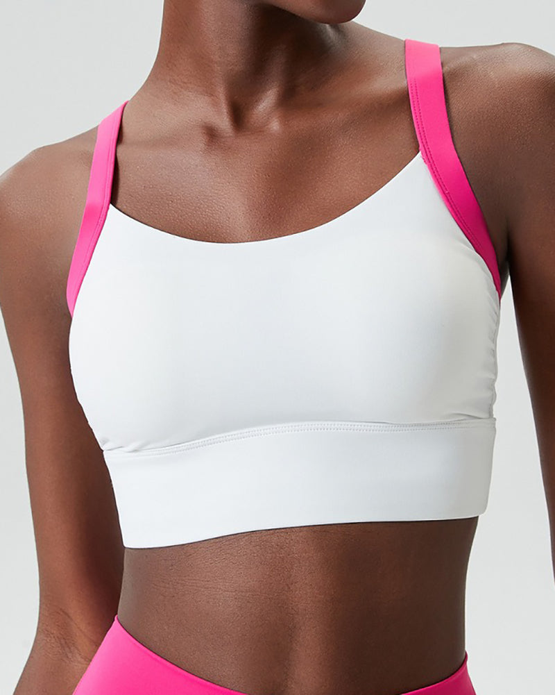 Colorblock Fixed Cup Cat Ear Back Sports Bra S-XL