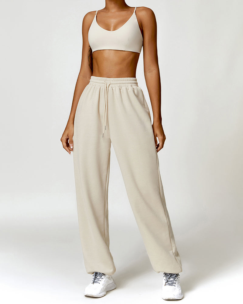 Popular Fabric Sling Bra Sweatpants Yoga Two-piece Sets S-L