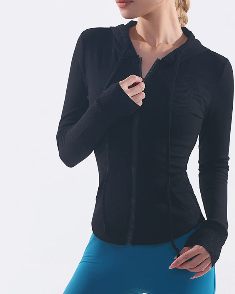 Yoga Fitness Long Sleeve Hoodies Women Coat S-XL