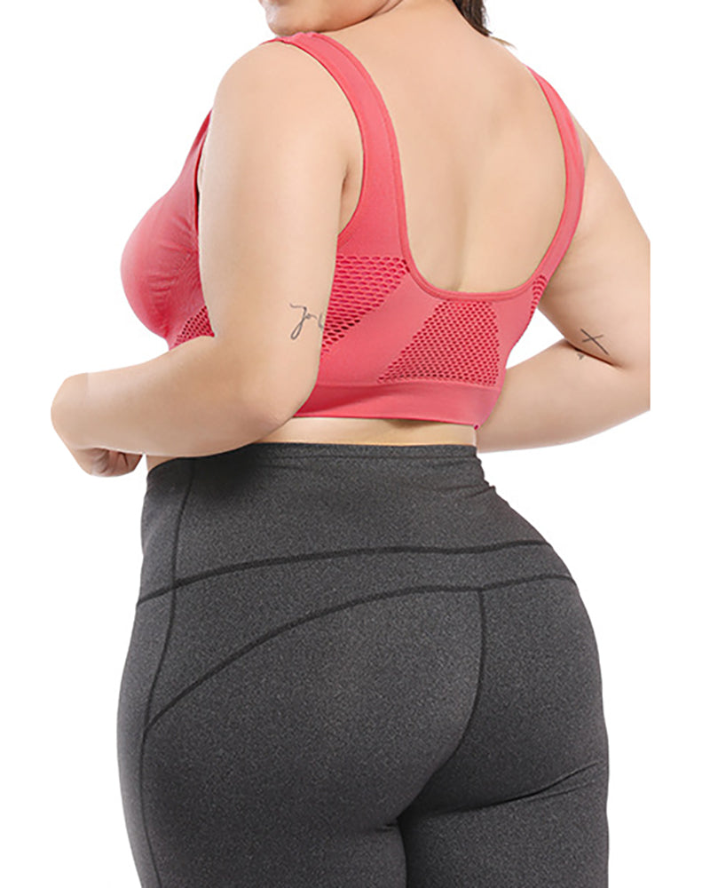 Plus Size No Steel Ring Fat Sports Bra Hollow Breathable Fitness Yoga Underwear 4XL-6XL