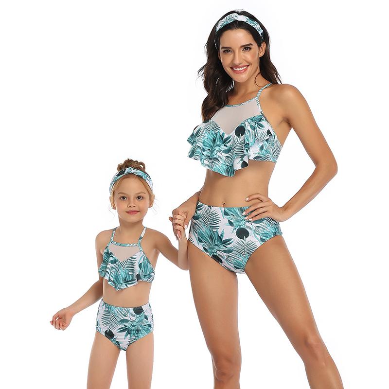 New Arriving Beauty Floral Print Sexy Parent&Child Swimsuit S-XL OM20675