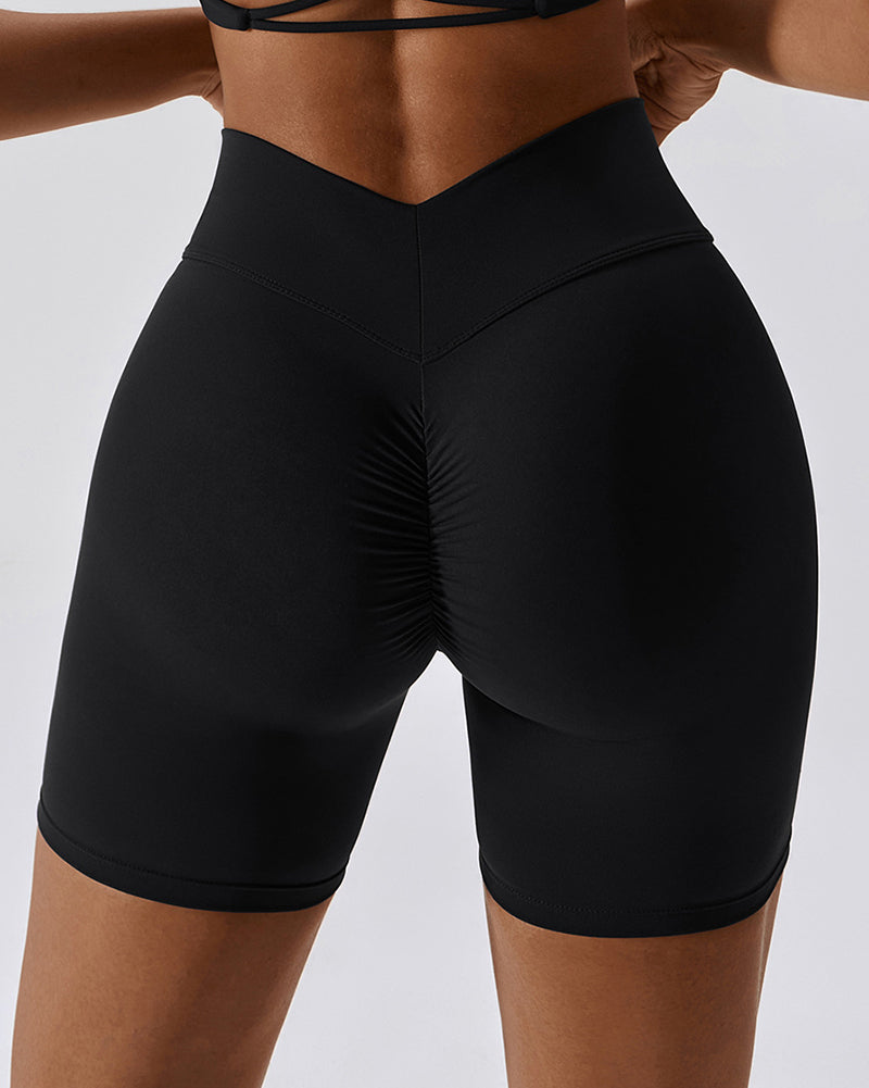 78% Nylon All-in-one Design Comfortable High Waist Hips Lift Sports Shorts S-XL