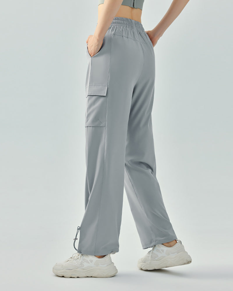 High Waist Wide Leg Loose Sports Casual Sports Pants Gray Apricot Purple Black S-XL