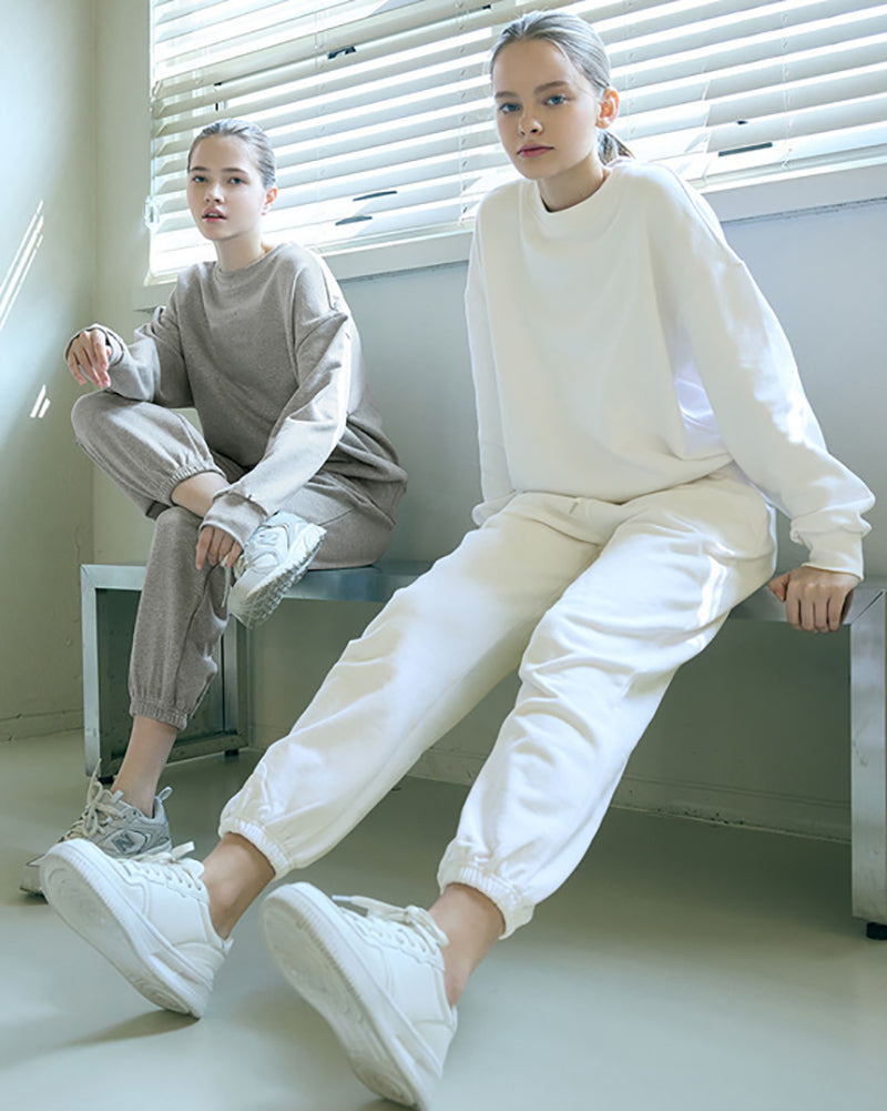 Autumn Winter Fashion Casual Sporty Sweatshirt Pants Sets White Gray S-L