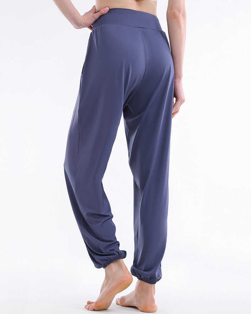 Ice Silk Thin Breathable Summer Loose Sports Trousers Joggers Pants Pink Blue Gray Black S-XL