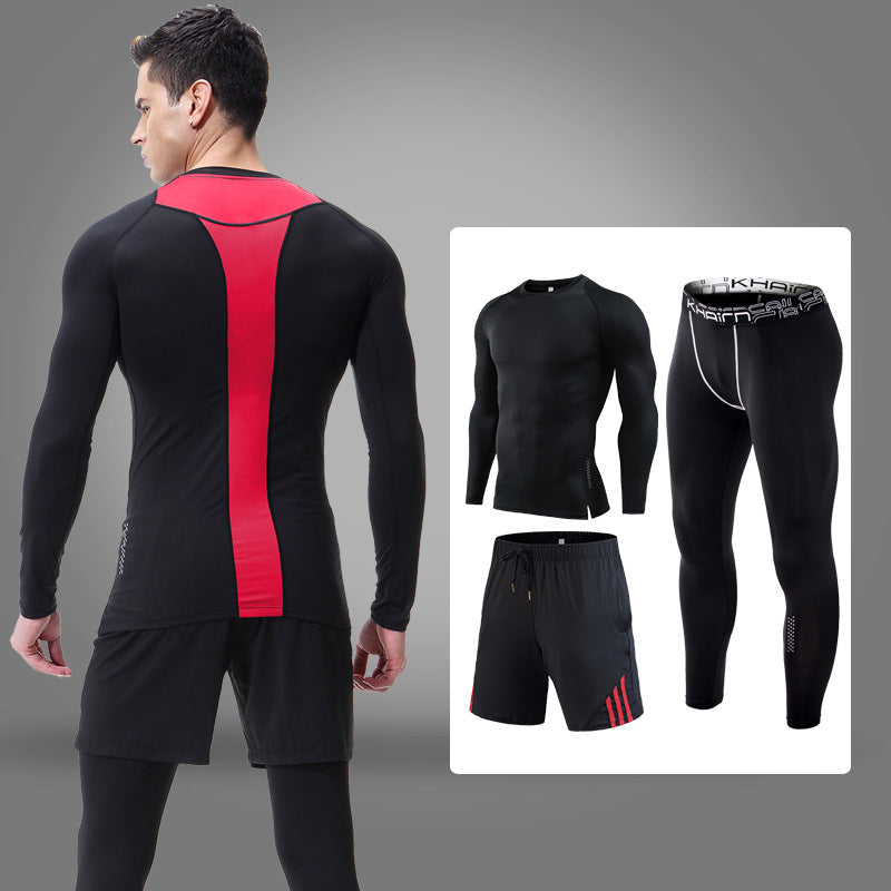 3 Pcs Quick Dry Men Running Set Compression Sport Suit Basketball Jogging Tights Leggings Clothes Gym Fitness Training Sportswear OM9229