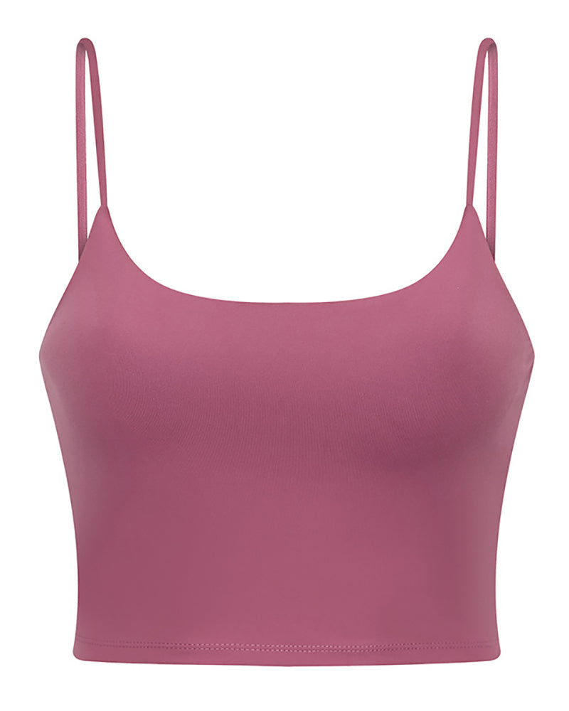 Women Solid Color Strap Sports Running Yoga Tops Vest S-XL