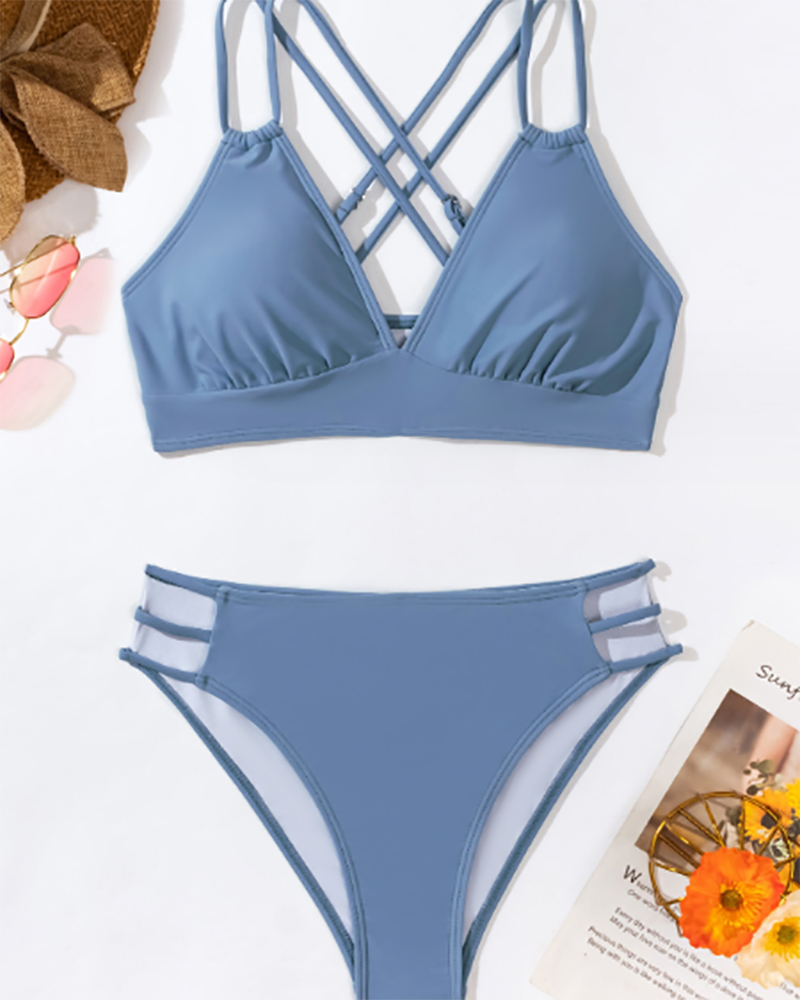 Solid Color Beach Swimwear Bikini S-XL