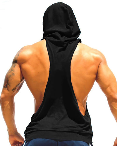 Sports Men's Sleeveless Hooded Solid Color Vest Black Gray Red Yellow Blue Green M-2XL