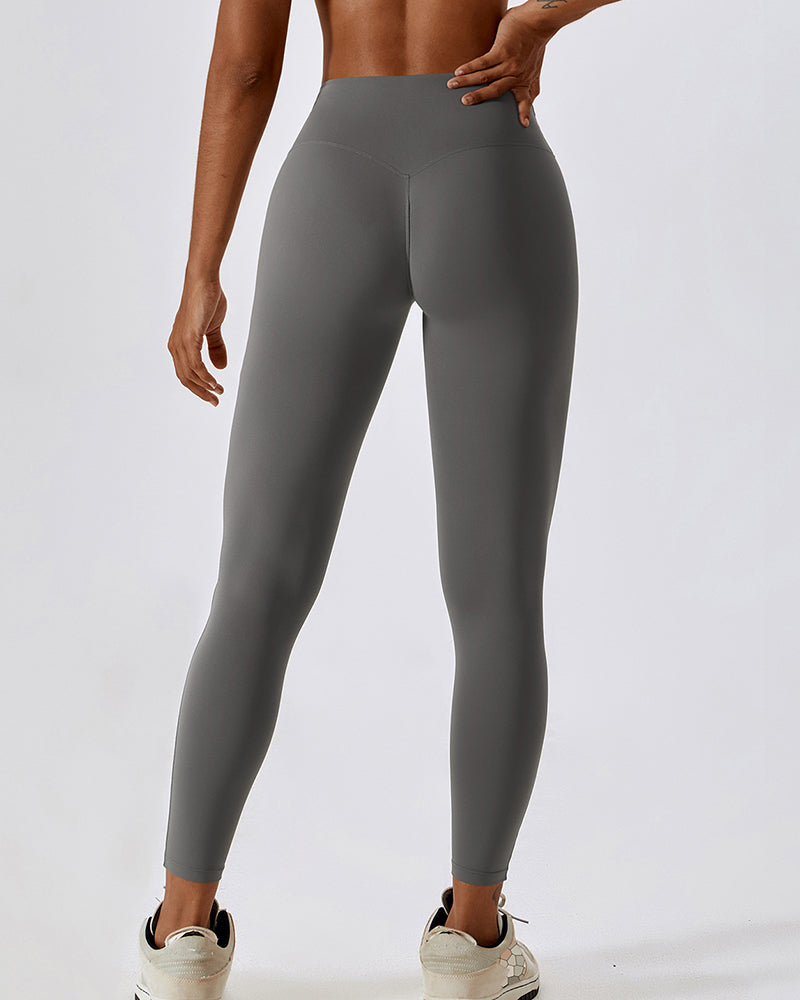 Quick-Drying Naked Feeling Lift Hips Yoga High Waist Running Pants Black Gray Coffee Blue Apricot S-XL