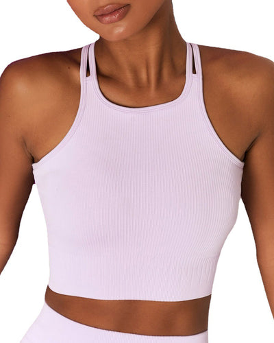 Women's Candy Color Yoga Wear Sexy Sports Bra Seamless Solid Color Knitting Fitness Vest (Top Only) S-L