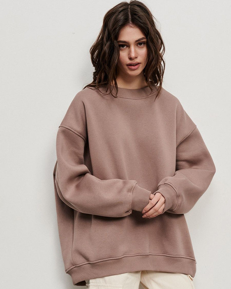 Crew Neck Loose Oversize Long Sleeve Pullover Sweatshirt S-L