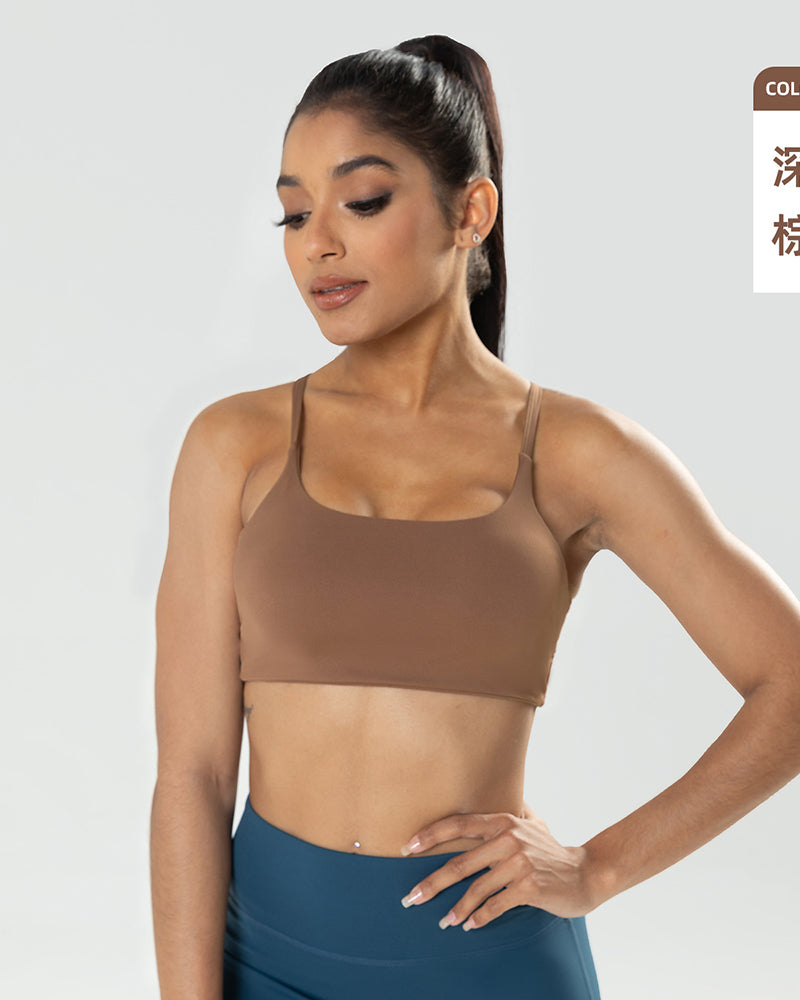 Women Solid Color Backless Yoga Sports Bra Beige Deep Gray Blue Brown Black S-XL