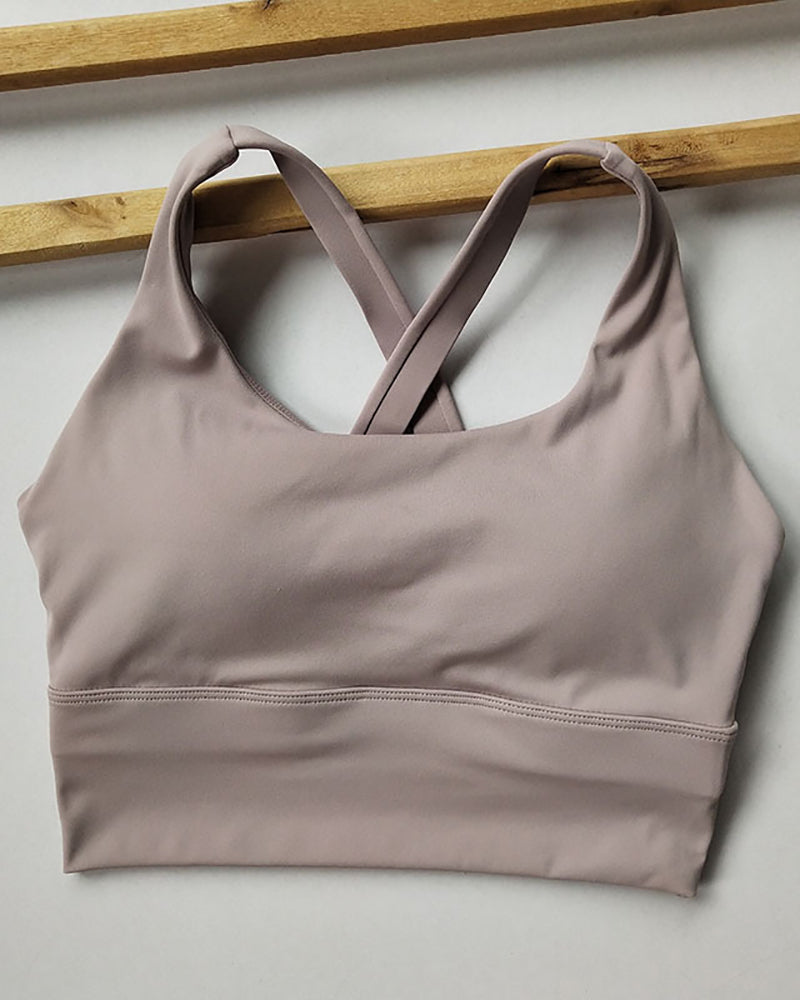 Women Cirss Cross Solid Color Sports Yoga Bra S-XL