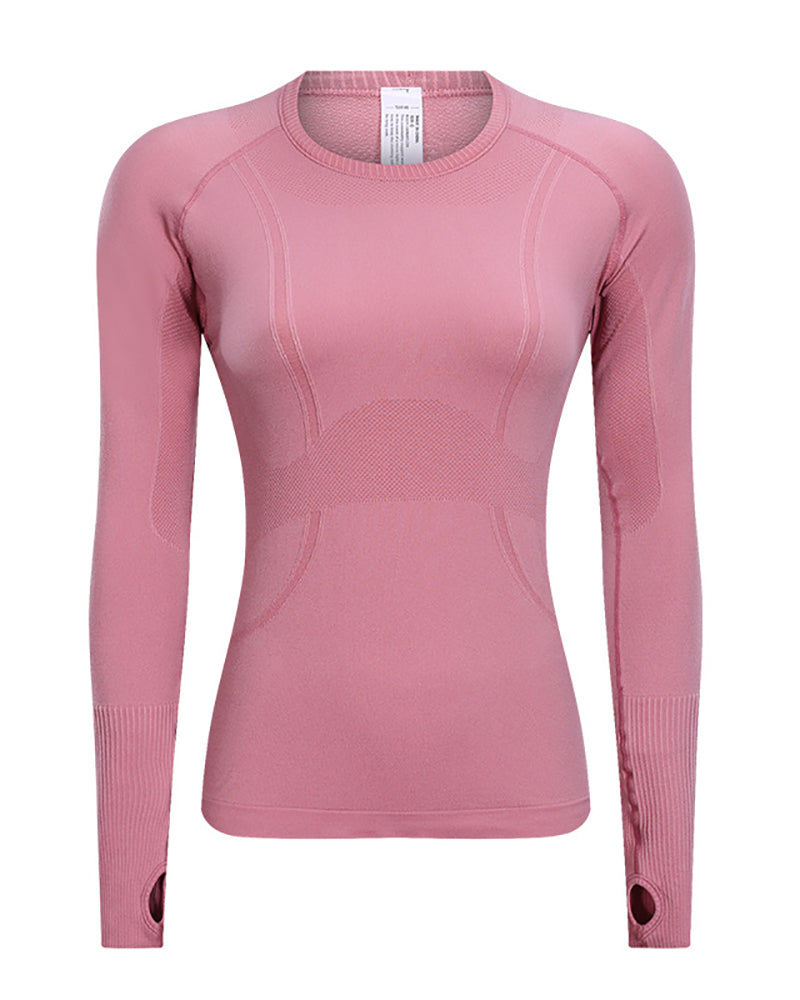 Autumn Crew Neck Long Sleeve Sports Yoga Women T-shirt 4-10