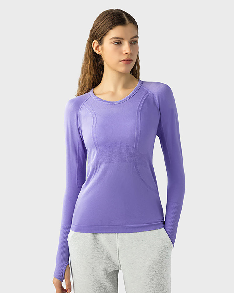 Top Sale Autumn Crew Neck Long Sleeve Sports Yoga Women T-shirt 4-10