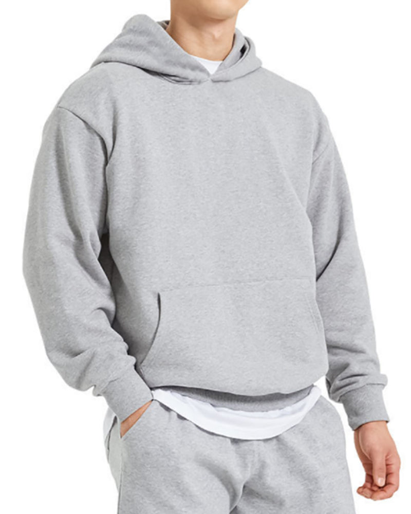 Long Sleeve Hoodies Pocket Pullover Solid Color Men&