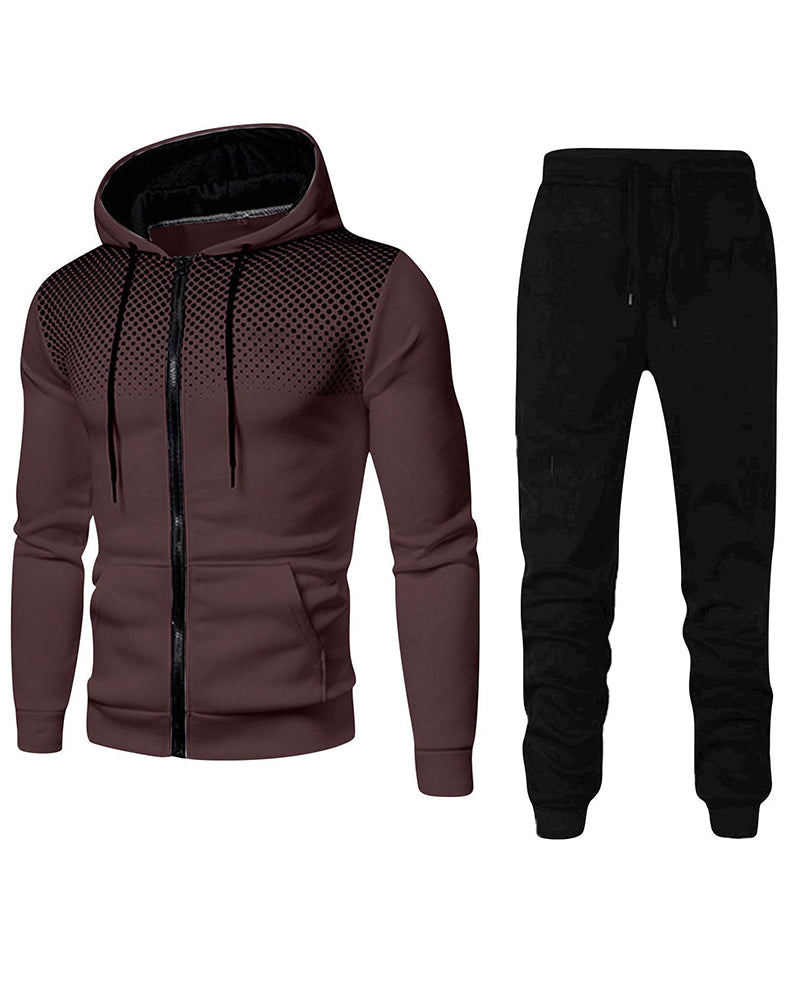 New Fashion Men Sports Fitness Long Sleeve Autumn&Winter Hooded Coat Pants Sets Two Piece Suit Blue Green Wine Red Khaki Light Gray White Blue Red Blakc S-3XL